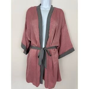 Cozy Rozy Mauve Pink Kimono Robe L NWT Lounge Wrap Made in USA